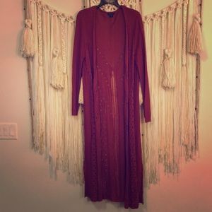 Crochet long knit duster